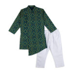 Aurora Green Drape Panjabi + White Payjama - Image 3