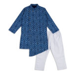 Aurora Blue Drape Panjabi + White Payjama - Image 3