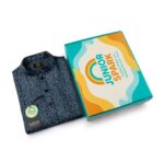 Classic Navy Blue Motif Panjabi + White Payjama - Image 3