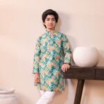 Tie-Dye Green Breeze Panjabi + White Payjama - Image 2