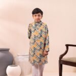 Tie-Dye Yellow Breeze Panjabi + White Payjama - Image 2