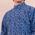 Aurora Blue Drape Panjabi + White Payjama - Image 2