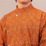 Aurora Orange Drape Panjabi + White Payjama - Image 2