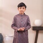 Classic Maroon Motif Panjabi + White Payjama
