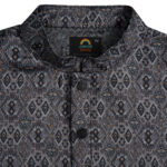 Classic Charcoal Grey Motif Panjabi + White Payjama - Image 6