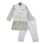 Premium Pastel Soft Green Panjabi with Koti- 3Pcs - Image 2