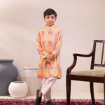 Festive Mosaic Print Panjabi + White Payjama - Image 2