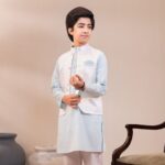 Premium Pastel Soft Blue Panjabi with Koti- 3Pcs