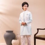 Premium Pastel Soft Blue Panjabi with Koti- 3Pcs - Image 5